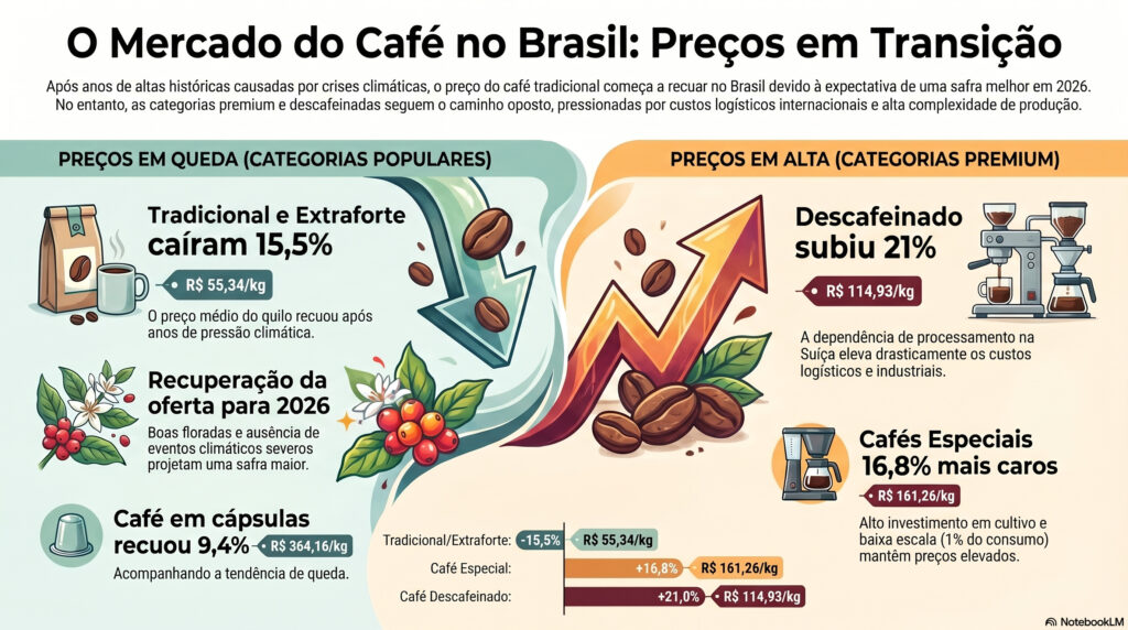 Infográfico sobre o preço do café no Brasil